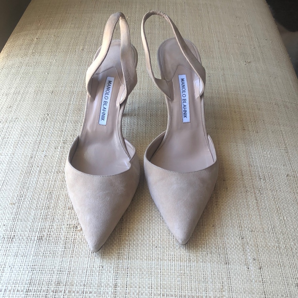 Manolo Blahnik suede sling backs